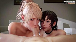 Final Fantasy Girls Perform Blowjob Compilation with Cum