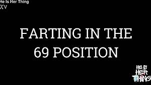 Mistress farts on slave during blowjob