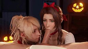 Final Fantasy Girls Perform Blowjob Compilation with Cum