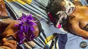 Two Sexy Slim Teens Play Before Hardcore Foursome With Big Black Dicks!