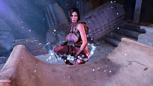 Tanned Nude Lara Croft Dances In Dungeon