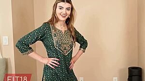 Julia James in POV Casting with Creampie for Skinny Indian Teen 18+