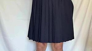 Japanese Babe in Sailor Uniform Teases with Buttplug