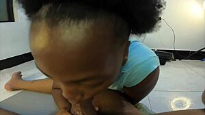 beautiful ebony slut begs papi for sloppy blowjob and spit play with big cock.