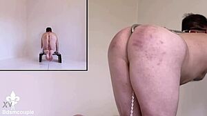 Femdom Mistress Canes Submissive Slave In Cage For Humiliation And Orgasm