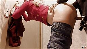 french amateurs in satin lingerie get standing fucks with big asses in toilets pov 😍