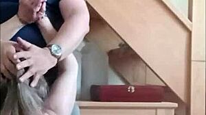 Slave Bent Over For Ice And Blowjob