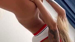 Monika Fox Slowly Strips Her Sport Outfit, Revealing Pierced Nipples And Tattoos