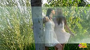 Two Naughty Angels Kiss And Eat Pussies Outdoors
