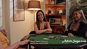 An erotic poker game turns lesbian when husband sleeps