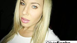 Super sexy olivia boldly teases her big tits in the shower