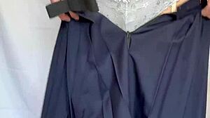 Japanese Babe in Sailor Uniform Teases with Buttplug