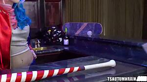 Pervy Blonde Leya Falcon Plays With Ts Cutie Autumn Rains