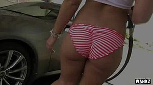 Redhead Hottie Savannah Provides Rough Blowjob Full Service at Wankz Carwash