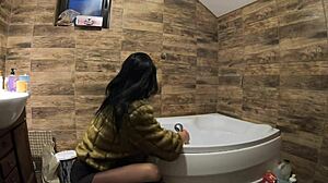 milfycalla teases with pee play in fur coat and pantyhose