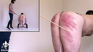 Femdom Mistress Canes Submissive Slave In Cage For Humiliation And Orgasm