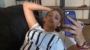 i'm so excited, cute curly blonde lesbian gets licked all over by mature milf, fingering her pussy and boobs