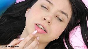 Asian teen model poses in photoshoot casting session.