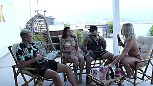 Beautiful blonde amateurs explore romantic BDSM sex in public compilation with handjob and old couple