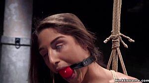 Teen slave, you're getting anal toyed and nailed in bondage with big cock choking
