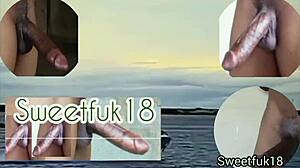 Big pussy ebony stepdaughter squirts intensely while bent over with horny stepmom and boyfriend outdoors