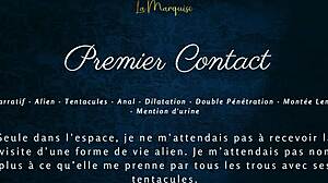 Detailed first contact with alien monster in French audio porn scene