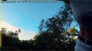 amazing milf flashes big tits while riding bike in public outdoor setting