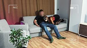 Wife Films Lover Creampie in Nylon and Heels