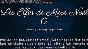 French elves engage in dirty talk during Christmas porn session.