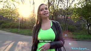 Sofia Lee gets fucked by big cock near train