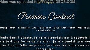 Detailed first contact with alien monster in French audio porn scene
