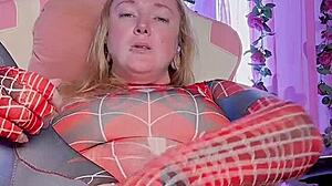 hey, wanna watch me play with my tight pussy as spider girl? got huge toys ready!
