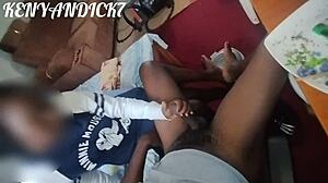 african hot nanny plays with her boss's black dick while his wife is at work