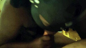 black wife gives sloppy blowjob in hotel room cum in mouth