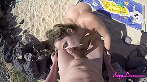 Sensual sea adventures: sexydeas pov doggystyle on the beach with clothes ripped, ass shaking, and monster cock face fucking 😍