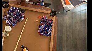 Cheerleader sucks and fucks monster cock at pool hall