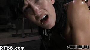 sweet hotty tossed into cage with playgirl for rough domination