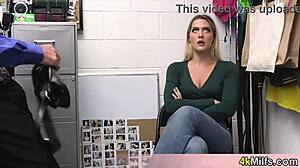 Blonde Housewife Caught Stealing, Banged by Mall Cop on CCTV