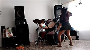 Cute Canadian Dances Stripping to Drums