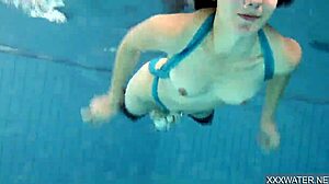 hot hungarian teen petra with big tits and shaved pussy in underwater pool sex