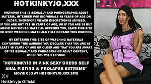 Hotkinkyjo In Pink Dress Performs Self Anal Fisting And Prolapse