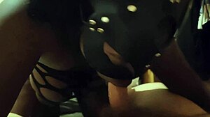 black wife gives sloppy blowjob in hotel room cum in mouth