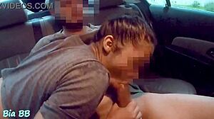 I sucked the Uber driver and he fucked me raw in the car, creampie included