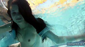 hot hungarian teen petra with big tits and shaved pussy in underwater pool sex