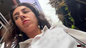 Eating pizza with cum on my face in a public cafe