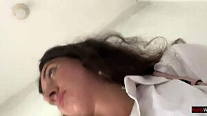 Eating pizza with cum on my face in a public cafe