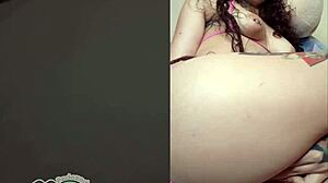 Pink toy in ass, vibrator in pussy, tight latina tattooed curly solo fun 😈