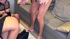 Backstage Threesome with Petite Latina and Tall Brunette Teens