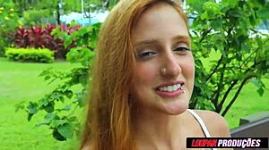 shy redhead takes anal