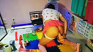 Watching Teen Otaku Schoolgirl Get Fucked While Masturbating With Dildo